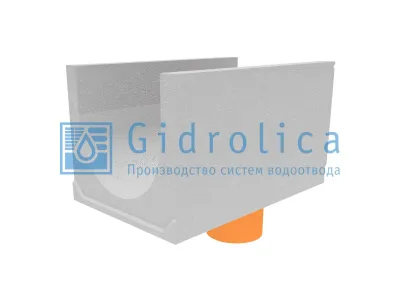 Лоток водоотводный бетонный коробчатый (СО-500мм), с водосливом КUв 100.65(50).57,5(48,5) - BGU-XL, № 25-0
